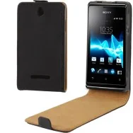 Cover Flip Magnetica in Ecopelle per Sony Xperia E Dual C1605 (Nero)