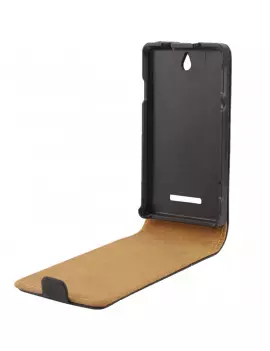 Cover Flip Magnetica in Ecopelle per Sony Xperia E Dual C1605 (Nero)