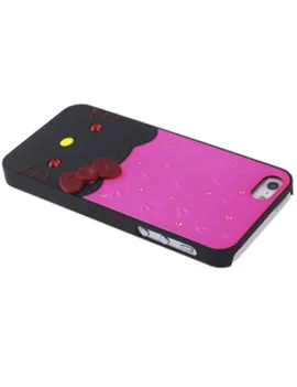 Cover Gatto con Strass per Apple iPhone 5 5S (Lilla e Nero)