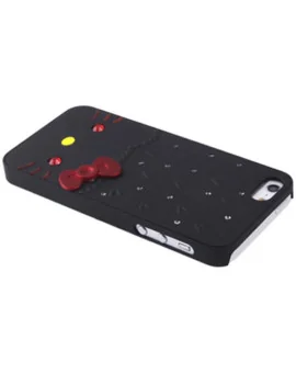 Cover Gatto con Strass per iPhone 5 5S (Nero)