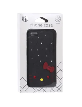 Cover Gatto con Strass per iPhone 5 5S (Nero)