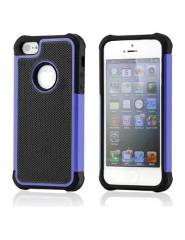 Cover Hybrid Silicone Rigido Morbido per Apple iPhone 5 5S (Viola e Nero)