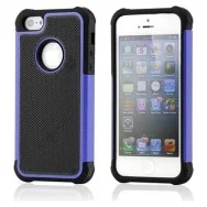 Cover Hybrid Silicone Rigido Morbido per Apple iPhone 5 5S (Viola e Nero)