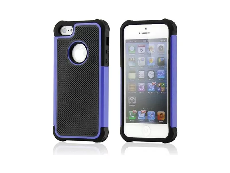 Cover Hybrid Silicone Rigido Morbido per iPhone 5 5S Viola Nero
