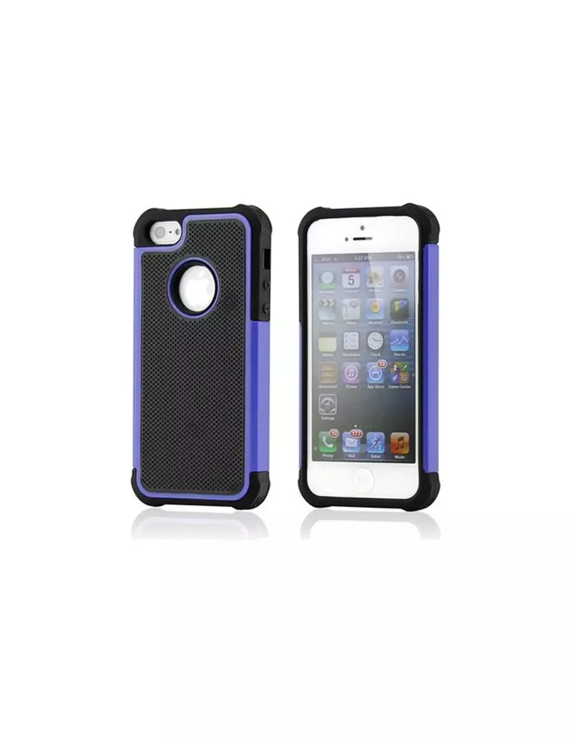 Cover Hybrid Silicone Rigido Morbido per iPhone 5 5S Viola Nero