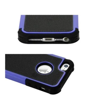 Cover Hybrid Silicone Rigido Morbido per Apple iPhone 5 5S (Viola e Nero)
