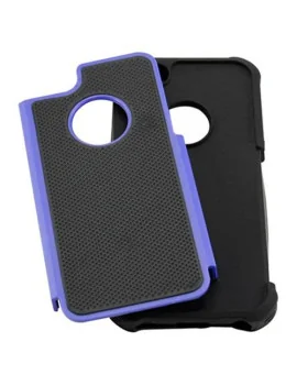 Cover Hybrid Silicone Rigido Morbido per Apple iPhone 5 5S (Viola e Nero)