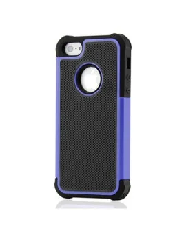 Cover Hybrid Silicone Rigido Morbido per Apple iPhone 5 5S (Viola e Nero)