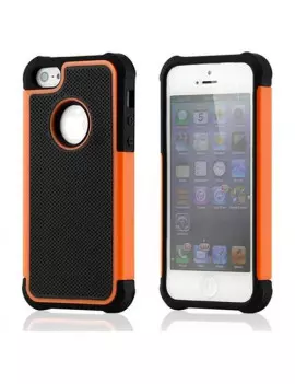 Cover Hybrid Silicone Rigido Morbido per iPhone 5 5S Arancione Nero