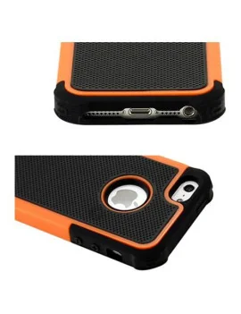 Cover Hybrid Silicone Rigido Morbido per Apple iPhone 5 5S (Arancione e Nero)