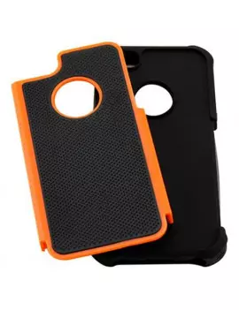 Cover Hybrid Silicone Rigido Morbido per iPhone 5 5S Arancione Nero