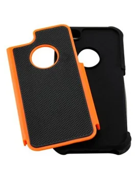 Cover Hybrid Silicone Rigido Morbido per Apple iPhone 5 5S (Arancione e Nero)