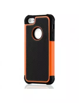 Cover Hybrid Silicone Rigido Morbido per iPhone 5 5S Arancione Nero