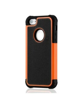Cover Hybrid Silicone Rigido Morbido per Apple iPhone 5 5S (Arancione e Nero)