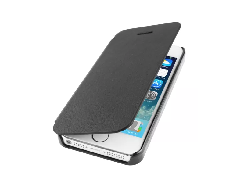 Cover Flip a Portafoglio in Ecopelle per iPhone 5 5S (Nero)