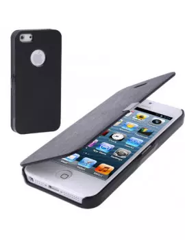 Cover Flip a Portafoglio in Ecopelle per iPhone 5 5S Nero