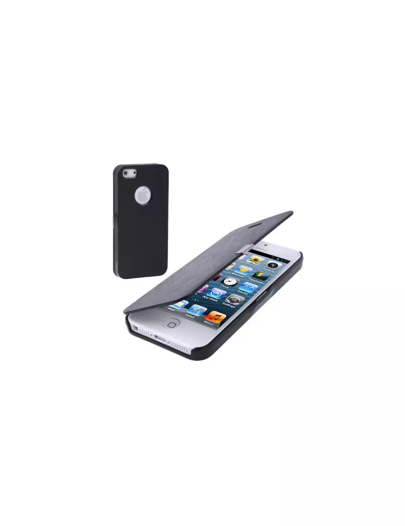 Cover Flip a Portafoglio in Ecopelle per iPhone 5 5S Nero