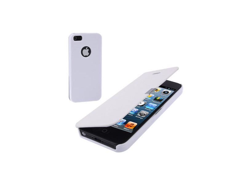 Cover Flip a Portafoglio un Ecopelle per iPhone 5 5S Bianco
