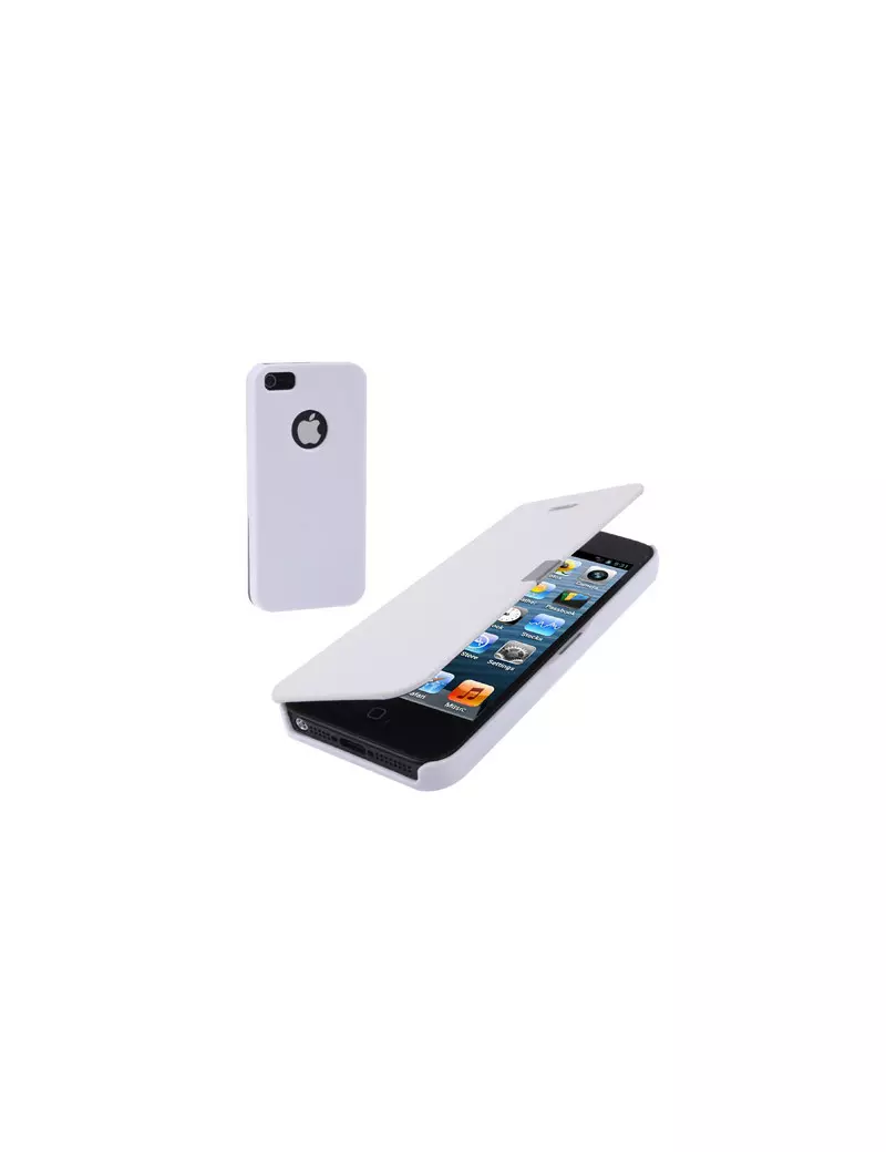 Cover Flip a Portafoglio un Ecopelle per iPhone 5 5S Bianco