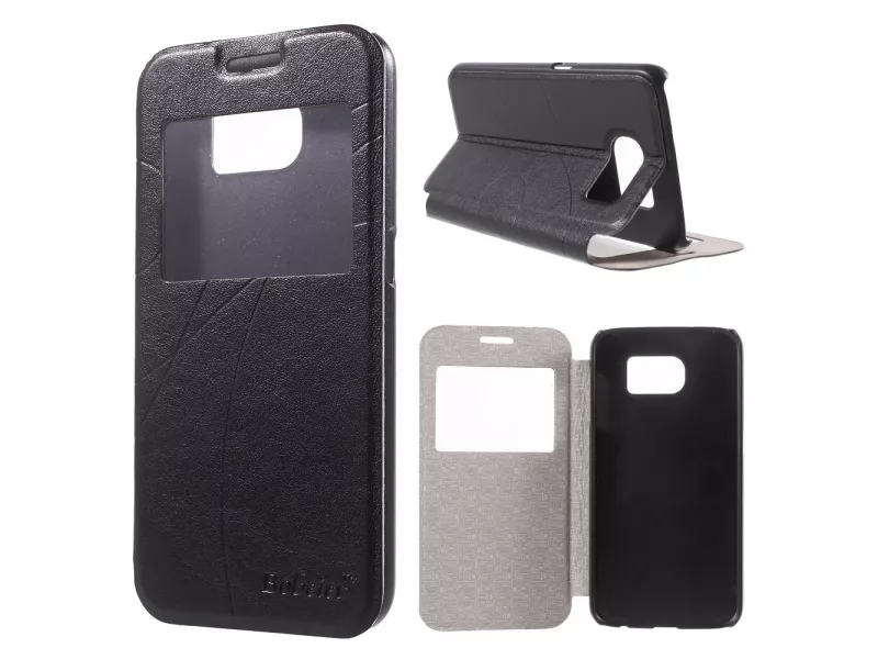 Cover Flip S-View in Ecopelle per Samsung Galaxy S6 G920 (Nero)