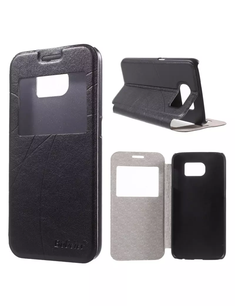 Cover Flip S-View in Ecopelle per Samsung Galaxy S6 G920 Nero