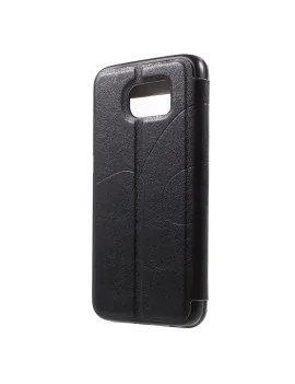 Cover Flip S-View in Ecopelle per Samsung Galaxy S6 G920 (Nero)