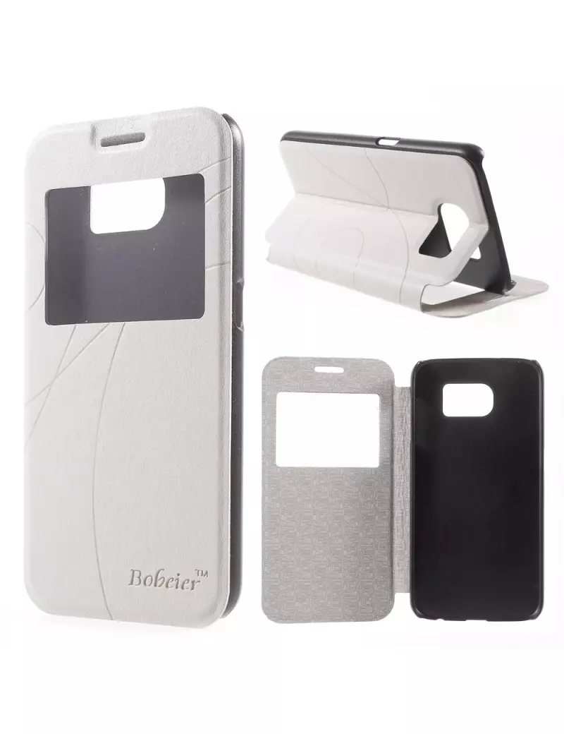 Cover Flip S-View in Ecopelle per Samsung Galaxy S6 G920 Bianco