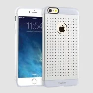 Cover in TPU e Alluminio Rigido Forato per Apple iPhone 6 6S (Argento)