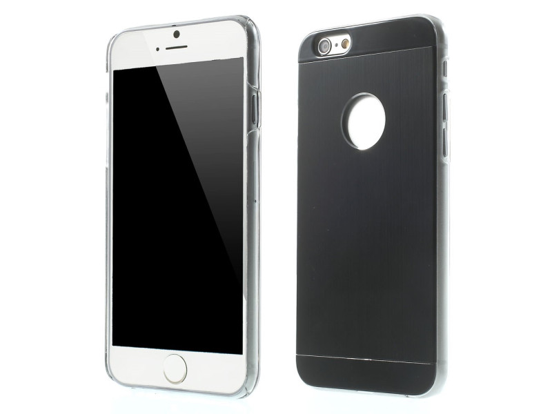 Cover Rigida con Retro in Alluminio per Apple iPhone 6 6S (Nero)