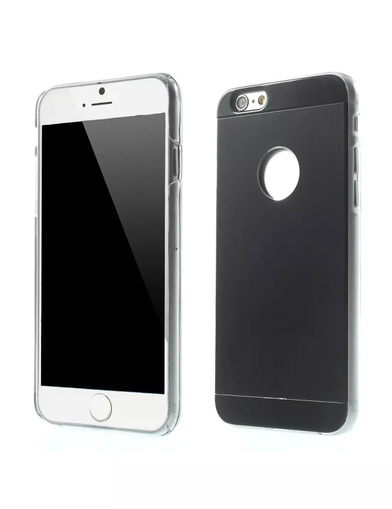 Cover Rigida con Retro in Alluminio per Apple iPhone 6 6S (Nero)