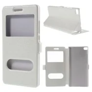 Cover Flip a Portafoglio S-View Effetto Seta per Huawei Ascend P8 (Bianco)