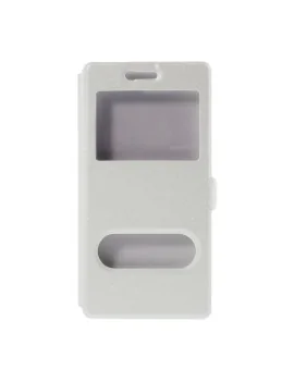 Cover Flip a Portafoglio S-View Effetto Seta per Huawei Ascend P8 (Bianco)