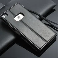 Cover Flip a Portafoglio in Pelle per Huawei Ascend P8 (Nero)