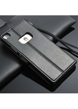 Cover Flip a Portafoglio in Pelle per Huawei Ascend P8 (Nero)