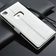 Cover Flip a Portafoglio in Pelle per Huawei Ascend P8 (Bianco)