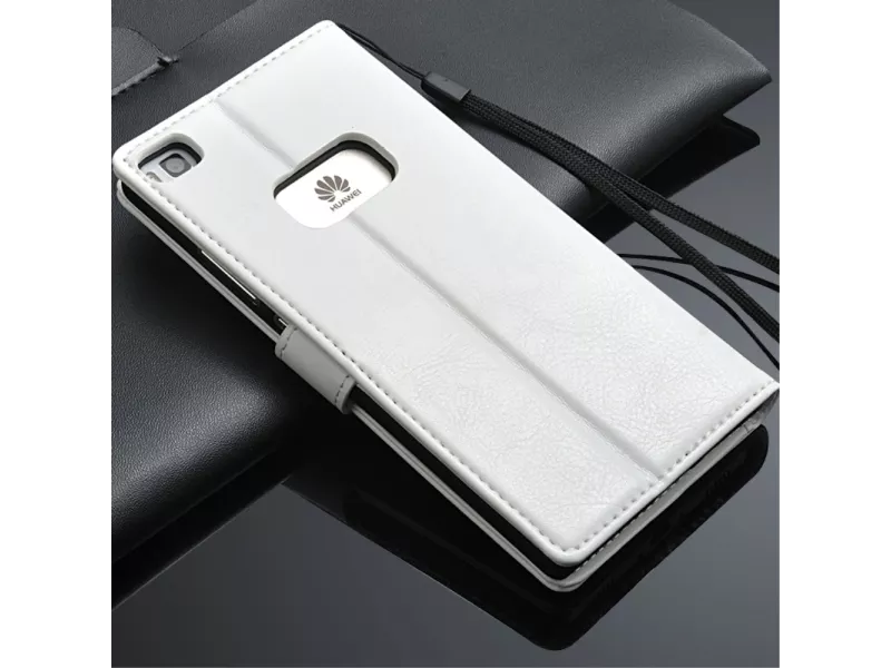 Cover Flip a Portafoglio in Pelle per Huawei Ascend P8 (Bianco)