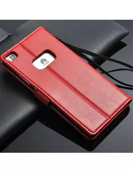 Cover Flip a Portafoglio in Pelle per Huawei Ascend P8 (Rosso)