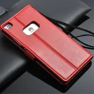 Cover Flip a Portafoglio in Pelle per Huawei Ascend P8 (Rosso)
