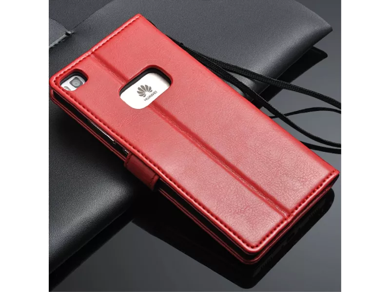 Cover Flip a Portafoglio in Pelle per Huawei Ascend P8 (Rosso)