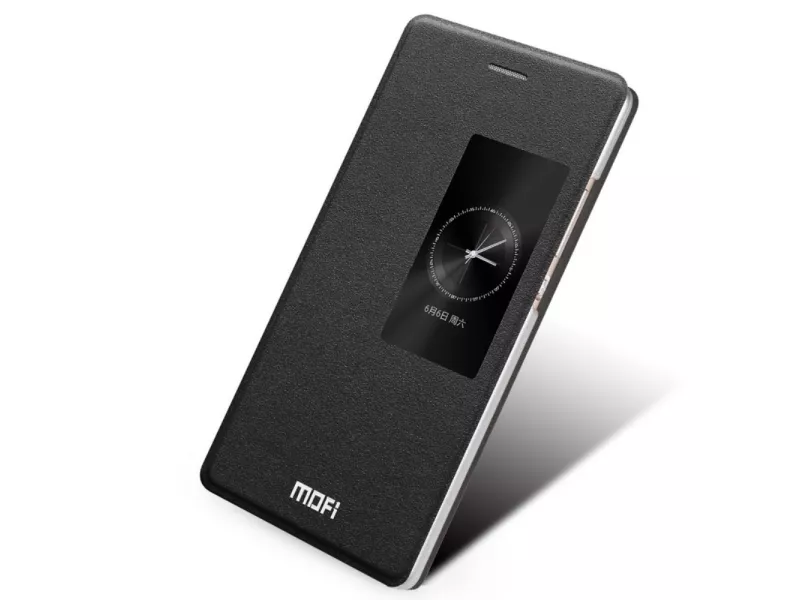 Cover Flip a Portafoglio S-View in Ecopelle per Huawei Ascend P8 (Nero)