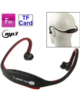 Sport Auricolari MP3 WMA FM con scheda TF Card Audio Musica Radio Universale (Rosso)