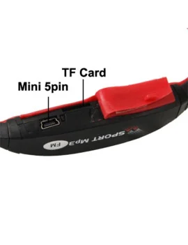 Sport Auricolari MP3 WMA FM con scheda TF Card Audio Musica Radio Universale (Rosso)