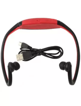 Sport Auricolari MP3 WMA FM scheda TF Card Audio Musica Radio Universale Rosso