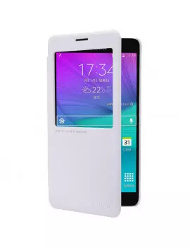 Cover Flip S-View Sparkle in Ecopelle per Samsung Galaxy Note 4 N910 Bianco