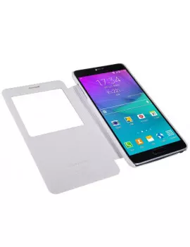 Cover Flip S-View Sparkle in Ecopelle per Samsung Galaxy Note 4 N910 Bianco