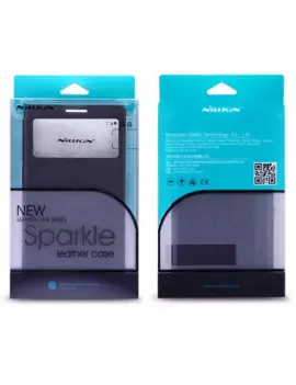 Cover Flip S-View Sparkle in Ecopelle per Samsung Galaxy Note 4 N910 Bianco