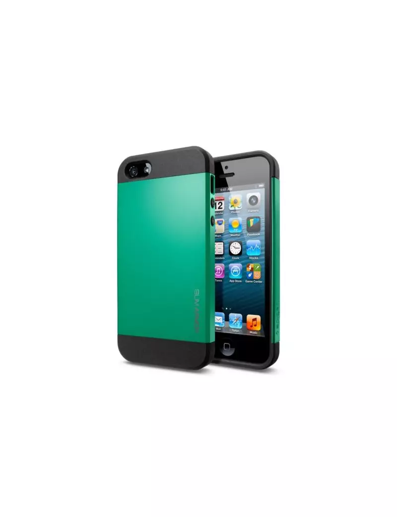 Cover Slim Armor TPU Policarbonato per iPhone 5 5S Verde Smeraldo