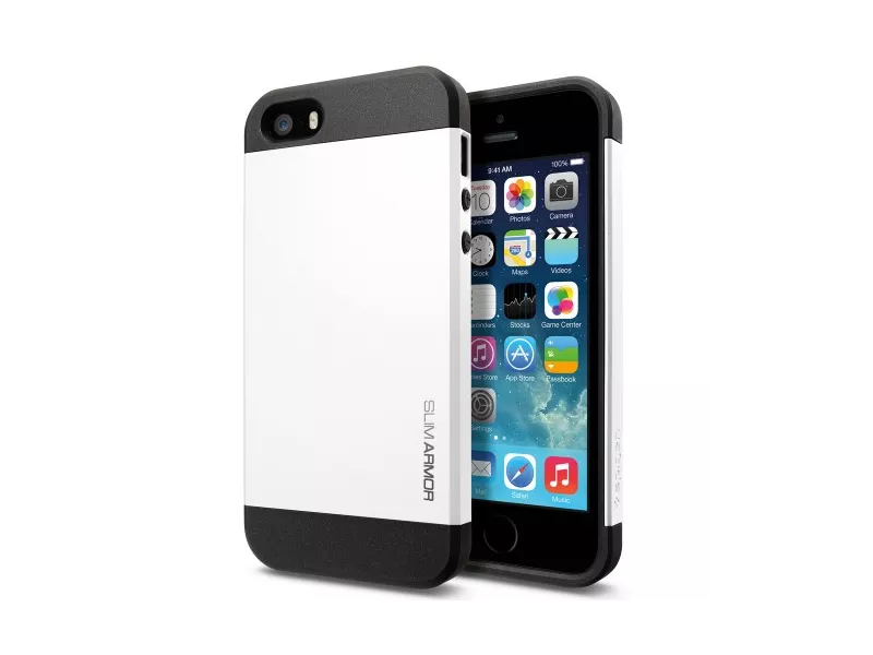 Cover Slim Armor TPU e Policarbonato per Apple iPhone 5 5S (Bianco)