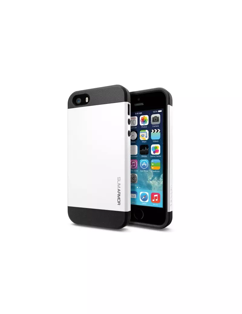 Cover Slim Armor TPU e Policarbonato per Apple iPhone 5 5S (Bianco)