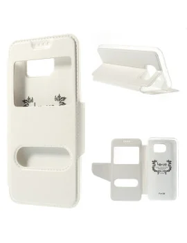 Cover Flip S-View Doppia Finestra in Ecopelle per Samsung Galaxy S6 G920 (Bianco)